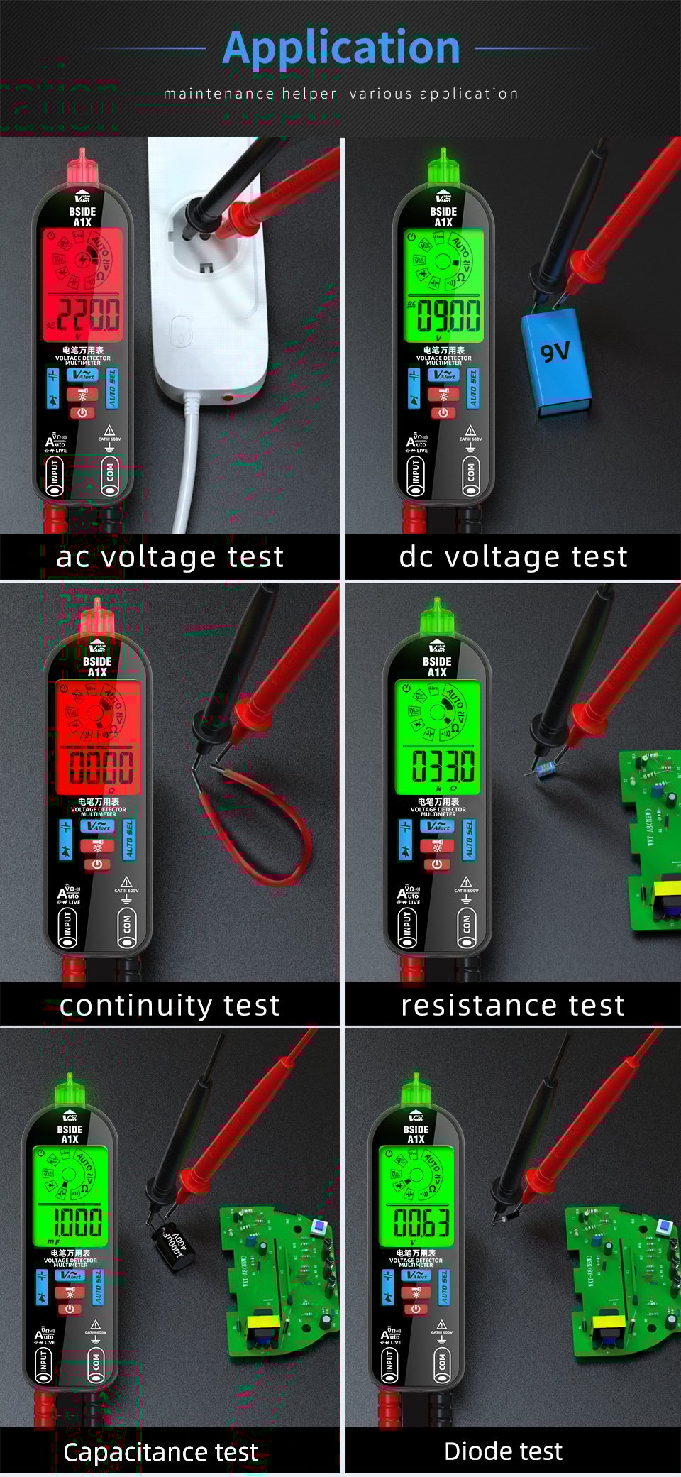 Digital Multimeter Tester Rechargeable Electrical Voltmeter