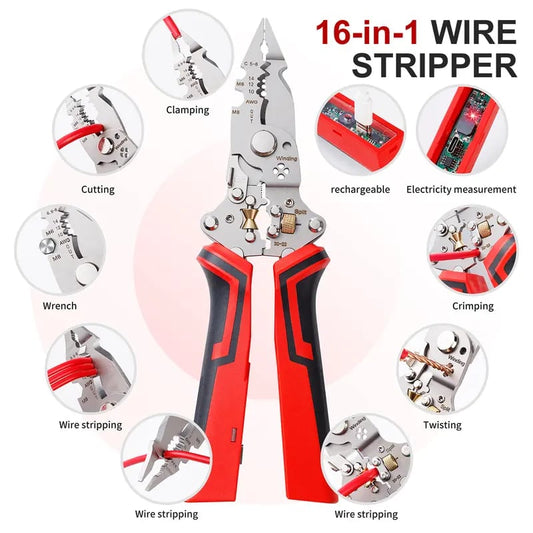 🔧 16-in-1 Multifunctional Wire Stripper Twister – Professional Electrical Tool