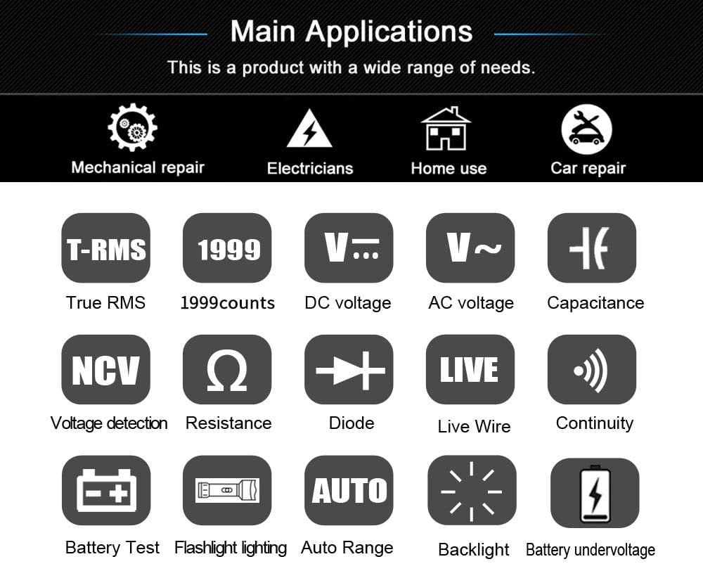 Digital Multimeter Tester Rechargeable Electrical Voltmeter