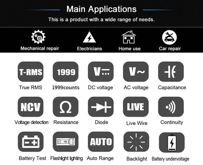 Digital Multimeter Tester Rechargeable Electrical Voltmeter