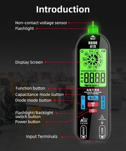 Digital Multimeter Tester Rechargeable Electrical Voltmeter